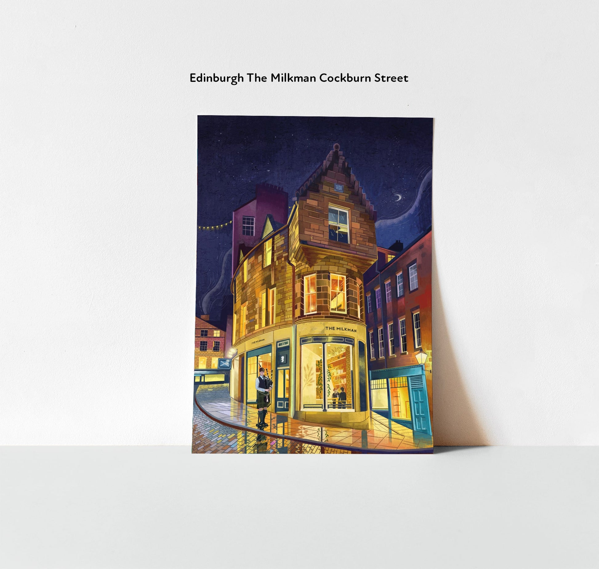 artwork print of edinburgh the milkman cockburn street