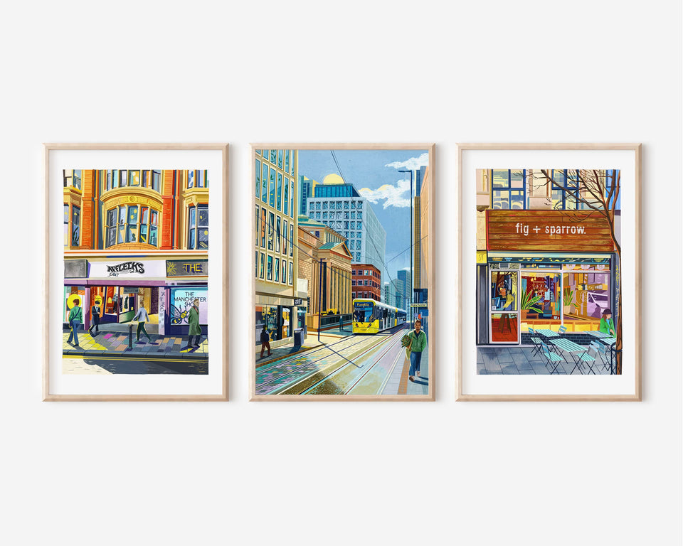 Any 3 x A5, A4 or A3 Manchester Artwork Prints, Mix and Match Set