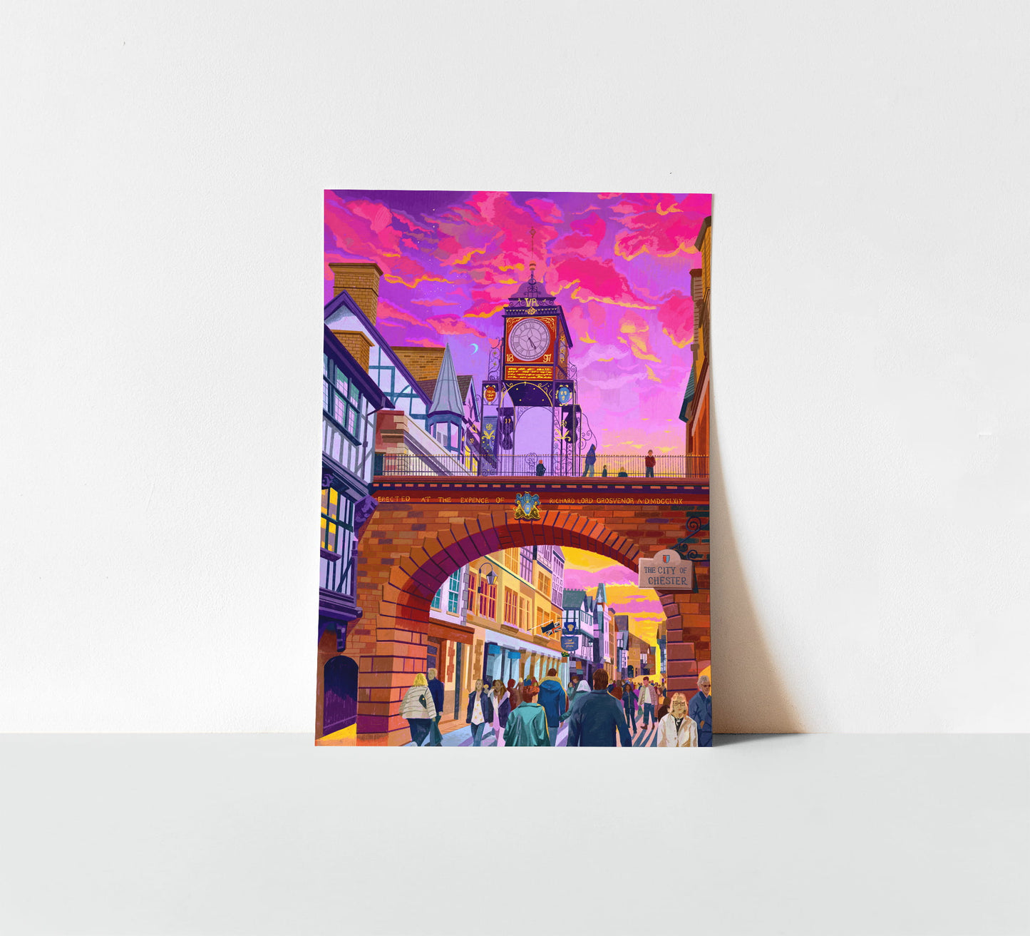 Chester, Eastgate Clock, Artwork Print