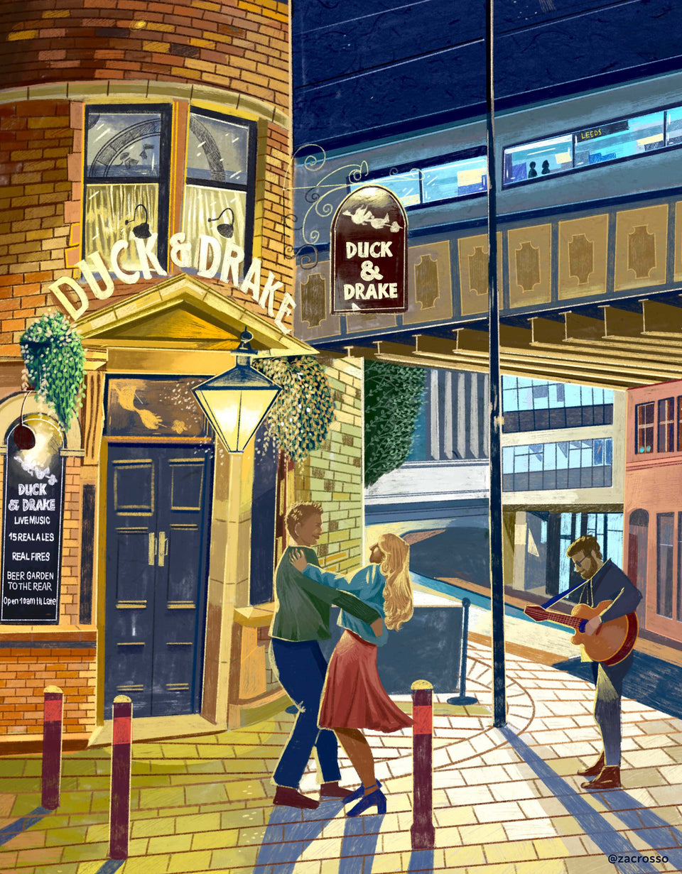Duck and Drake, Leeds, Artwork Print