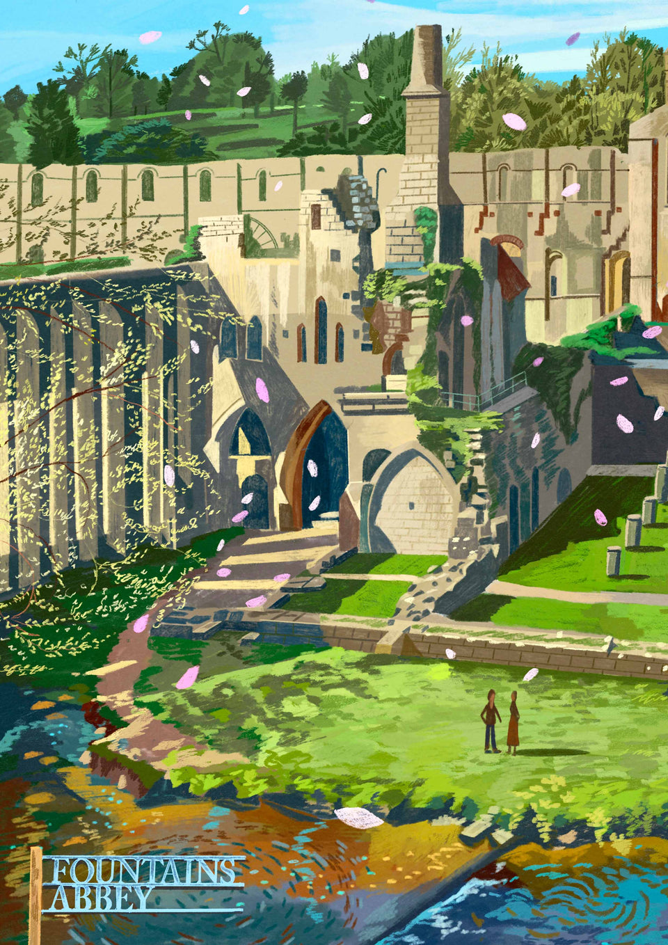 Fountains Abbey, Ripon, North Yorkshire, Artwork Print