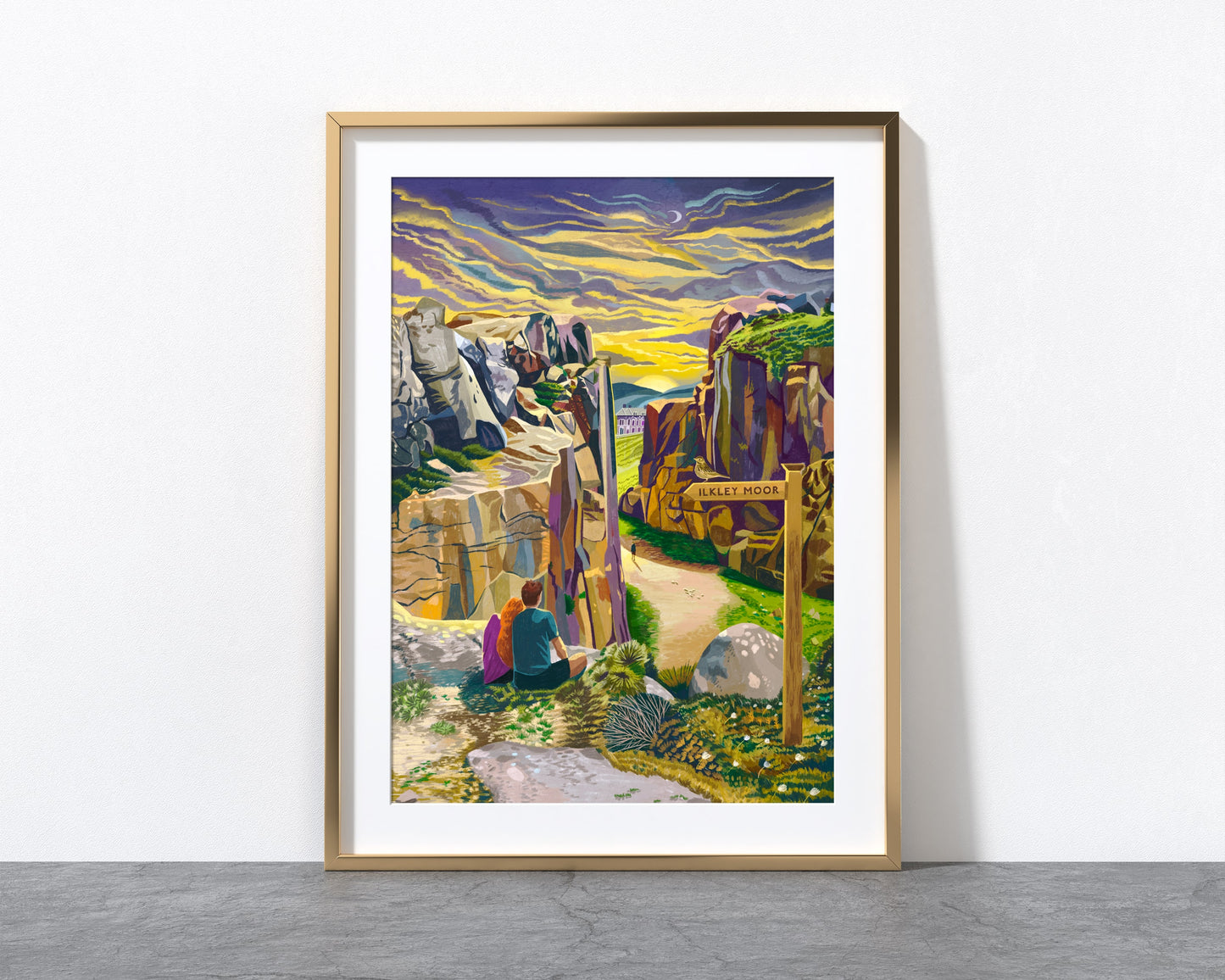Ilkley Moor Cow and Calf Rocks Artwork Print