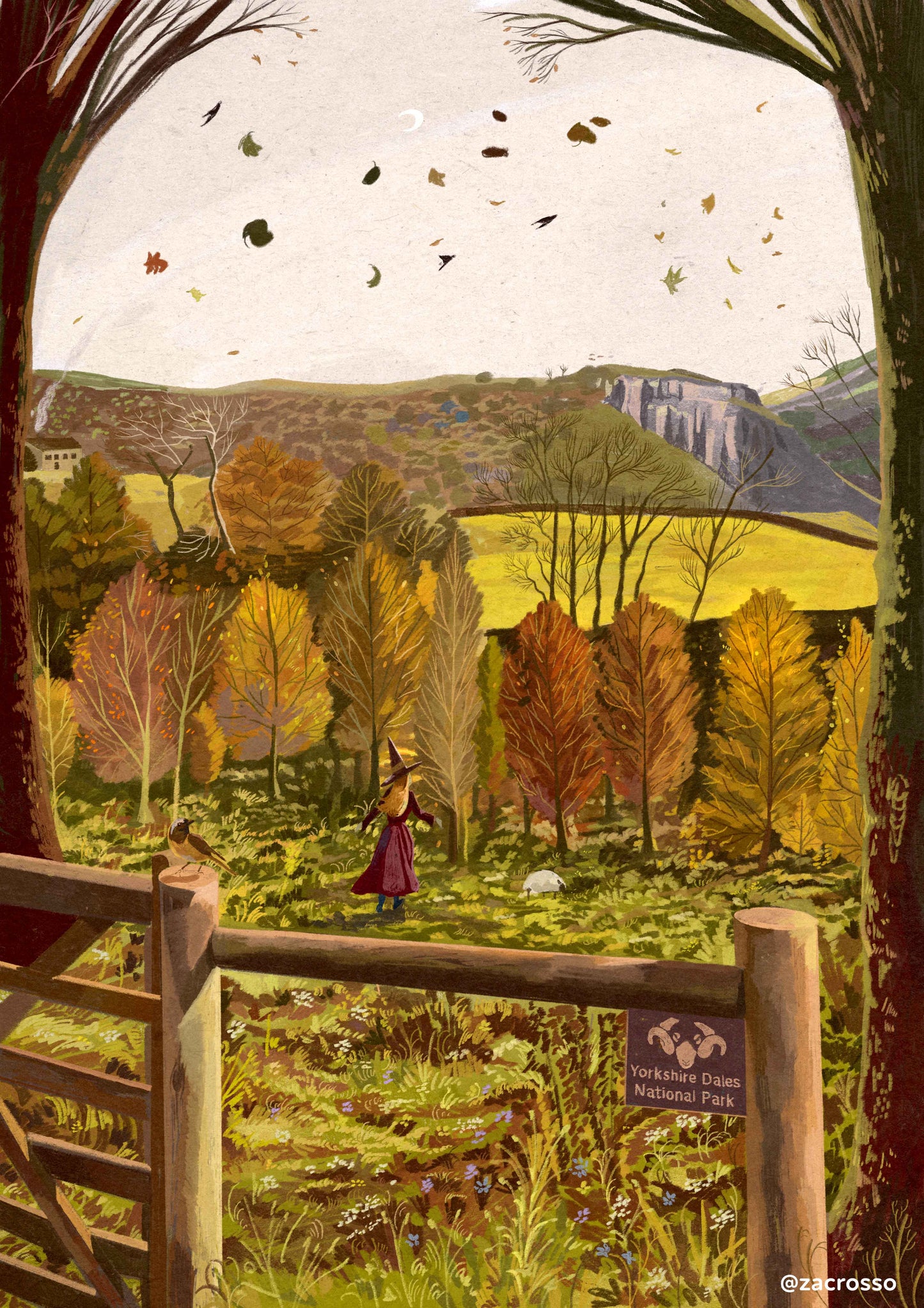 Malham Cove in Autumn, Yorkshire Dales, Artwork Print