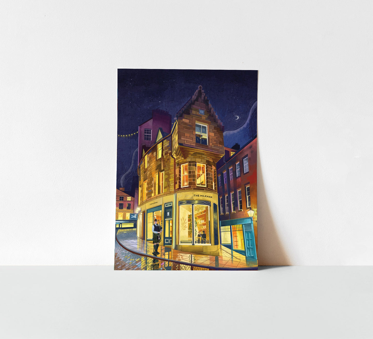 The Milkman, Edinburgh, Cockburn Street, Art Print