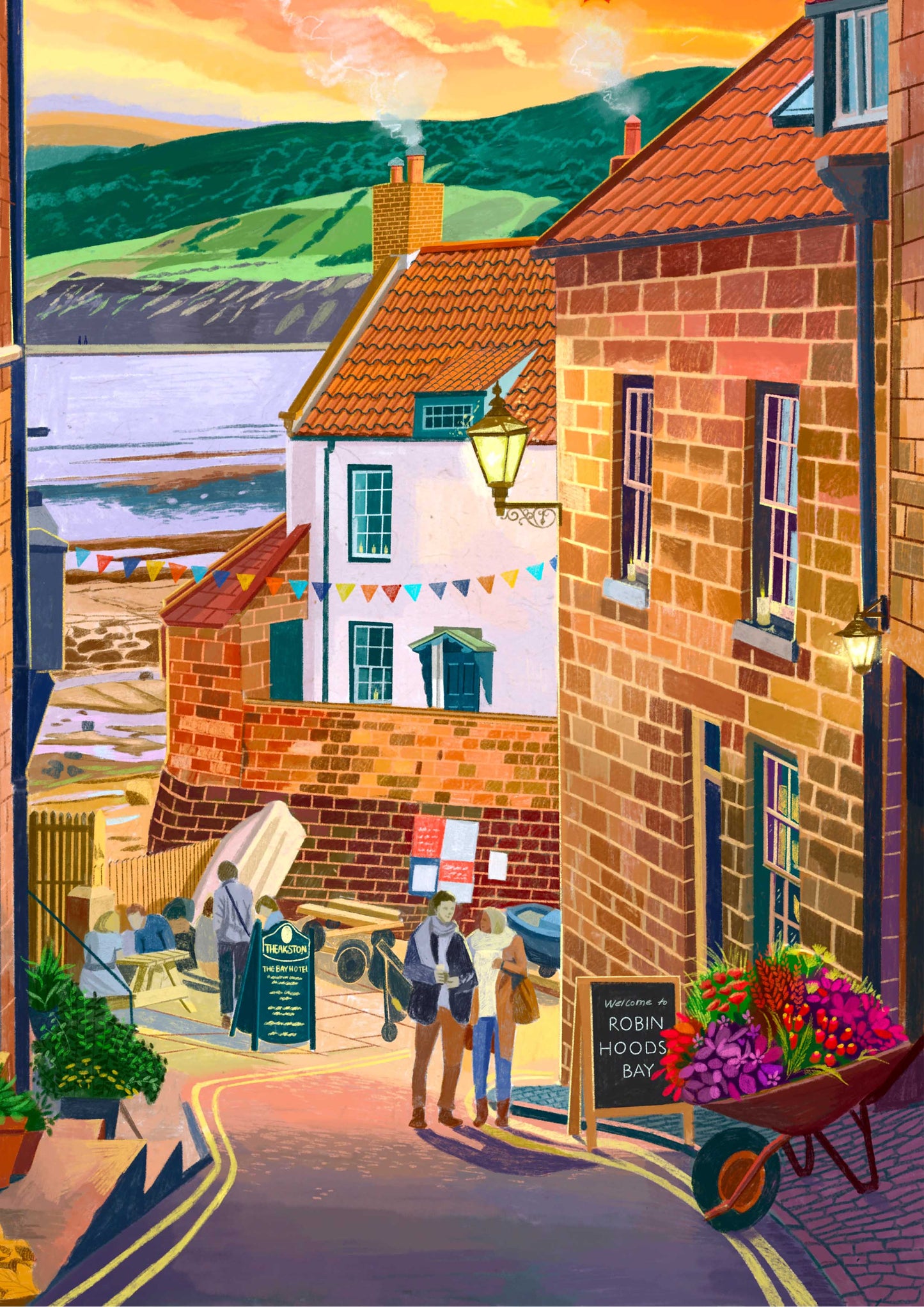Robin Hood's Bay, North York Moors, Artwork Print, Autumn and Halloween Special Editions