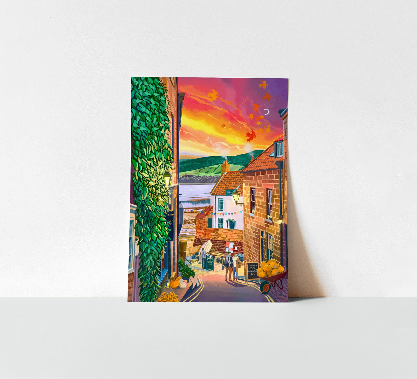 Robin Hood's Bay, North York Moors, Artwork Print, Autumn and Halloween Special Editions