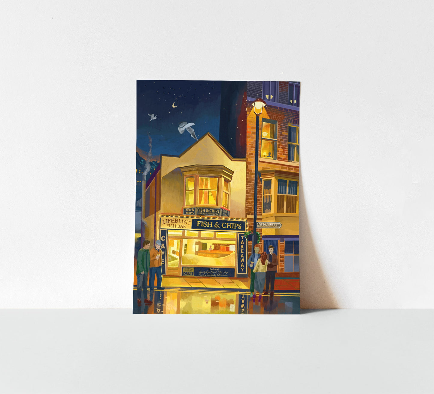 Scarborough Fish and Chips, Lifeboat Fish Bar, Artwork Print
