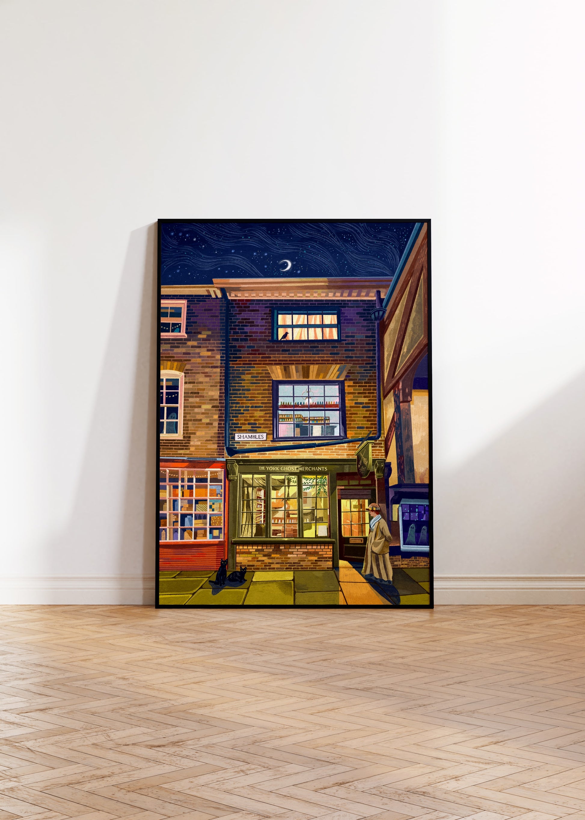 Illustrated artwork print featuring The York Ghost Merchants in York