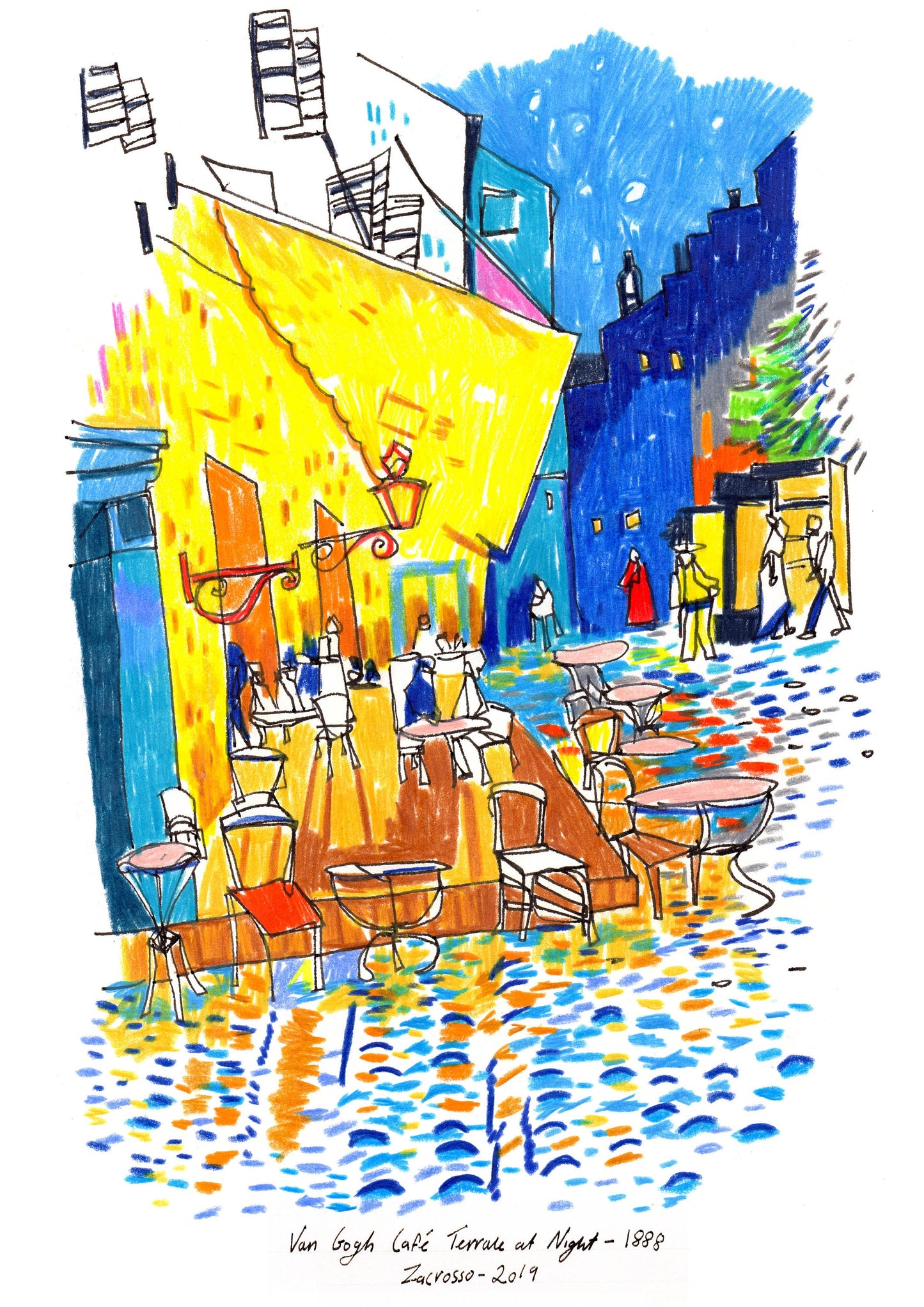 Vincent Van Gogh Café Terrace At Night, Modern Interpretation, Impressionist Art