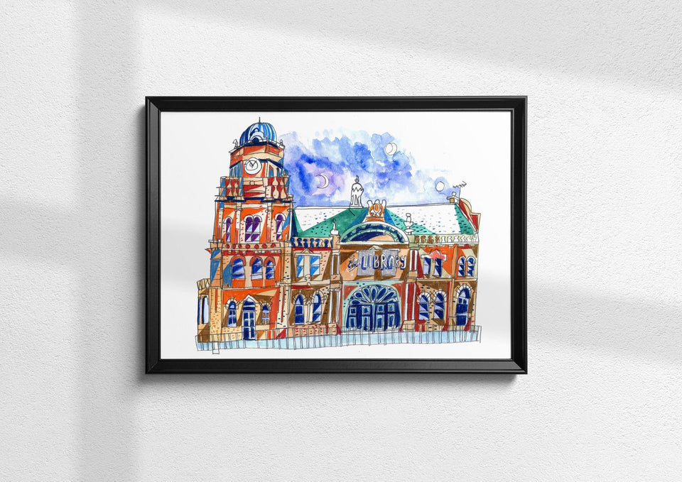 The Library Pub, Leeds Artwork Print, Woodhouse