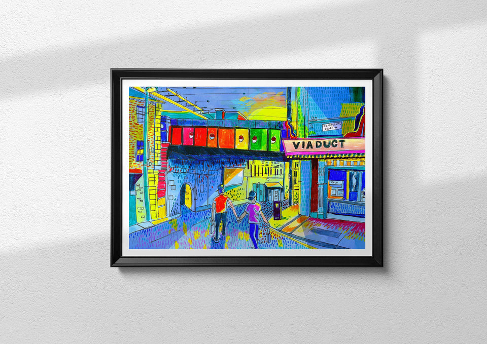 Leeds Lower Briggate  Artwork Print, LGBT+ Artwork, Illustration, West Yorkshire, Call Lane, Viaduct Showbar