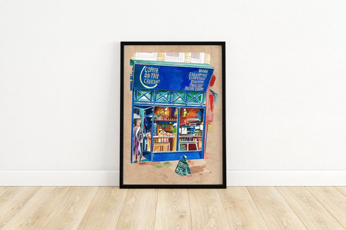 Coffee on The Crescent Leeds, Artwork Print