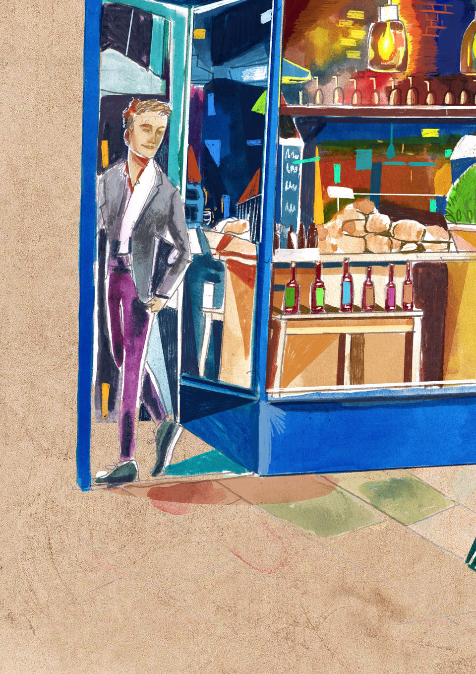 Coffee on The Crescent Leeds, Artwork Print