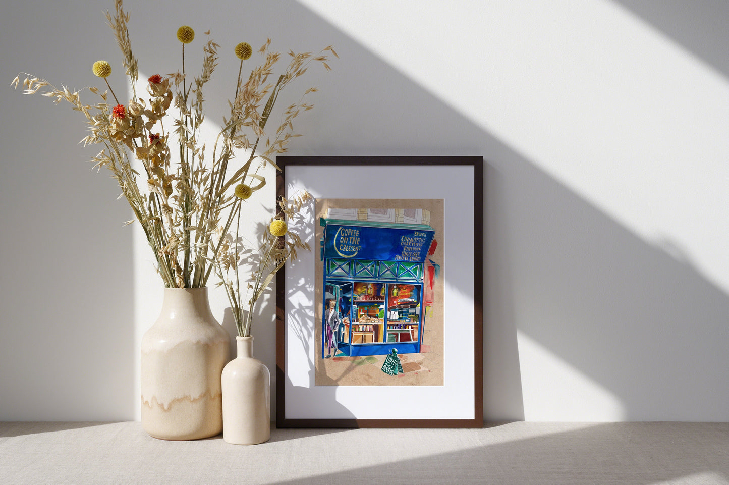 Coffee on The Crescent Leeds, Artwork Print