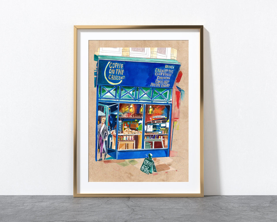 Coffee on The Crescent Leeds, Artwork Print