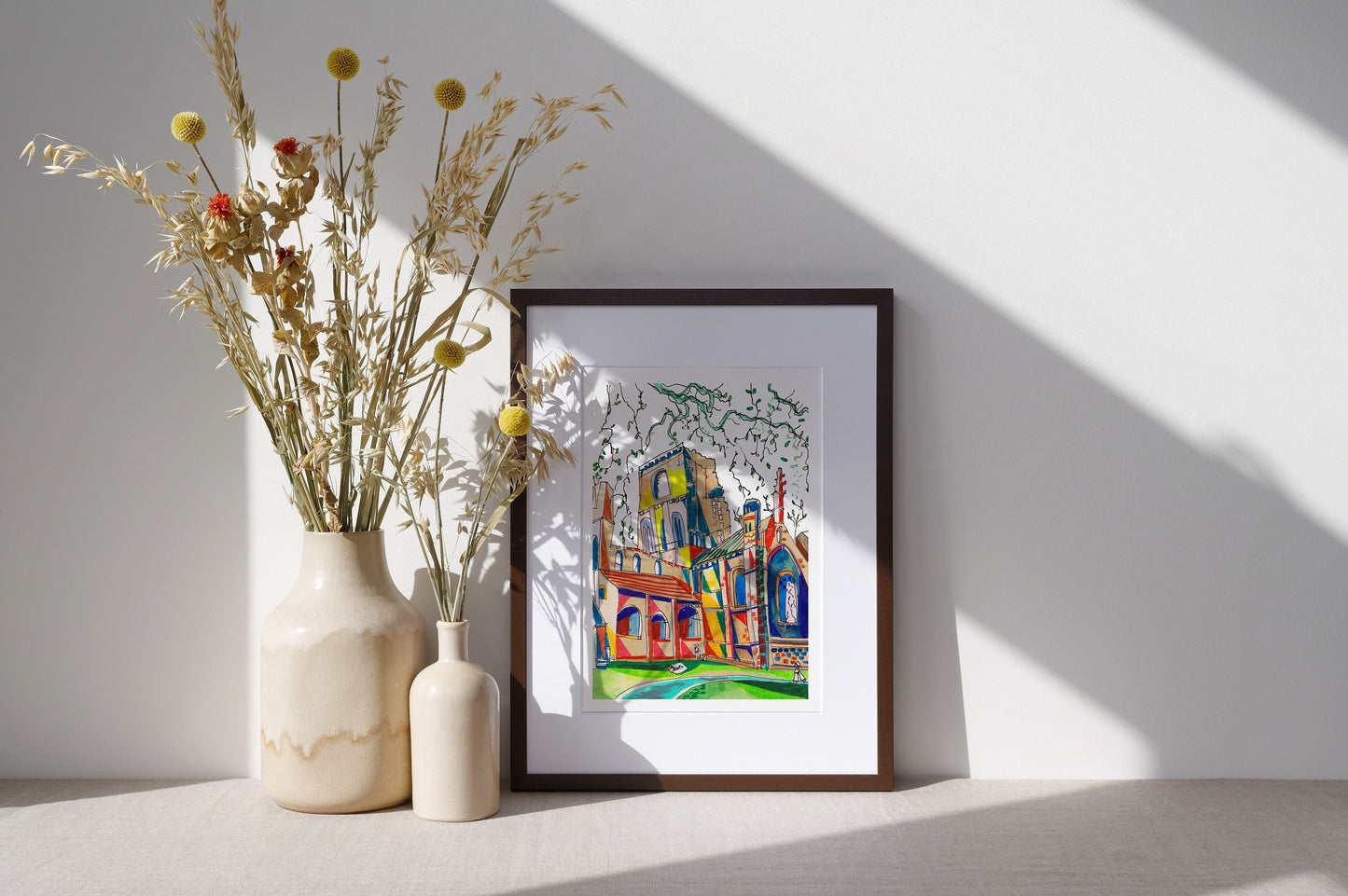 Kirkstall Abbey Leeds Artwork Print, Yorkshire, Leeds Art Print, Leeds Poster, Kirkstall Abbey Painting