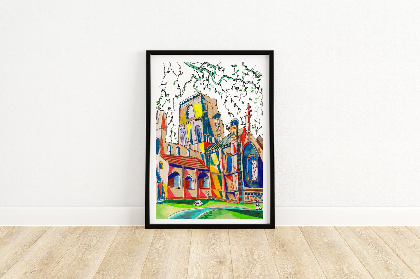 Kirkstall Abbey Leeds Artwork Print, Yorkshire, Leeds Art Print, Leeds Poster, Kirkstall Abbey Painting