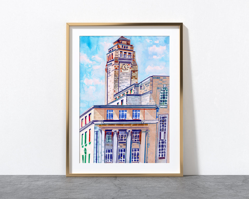 Parkinson Building Leeds Artwork Print, Leeds Graduation Gift, University of Leeds, Leeds Art Print, Leeds Poster, Student Gift Idea