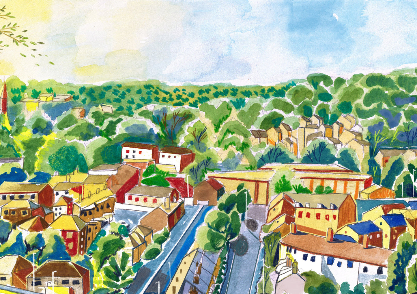 Woodhouse Ridge Leeds Artwork Print, Woodhouse Ridge, Meanwood Valley Trail, Yorkshire, Leeds Art Print, Leeds Travel Poster, Meanwood Painting