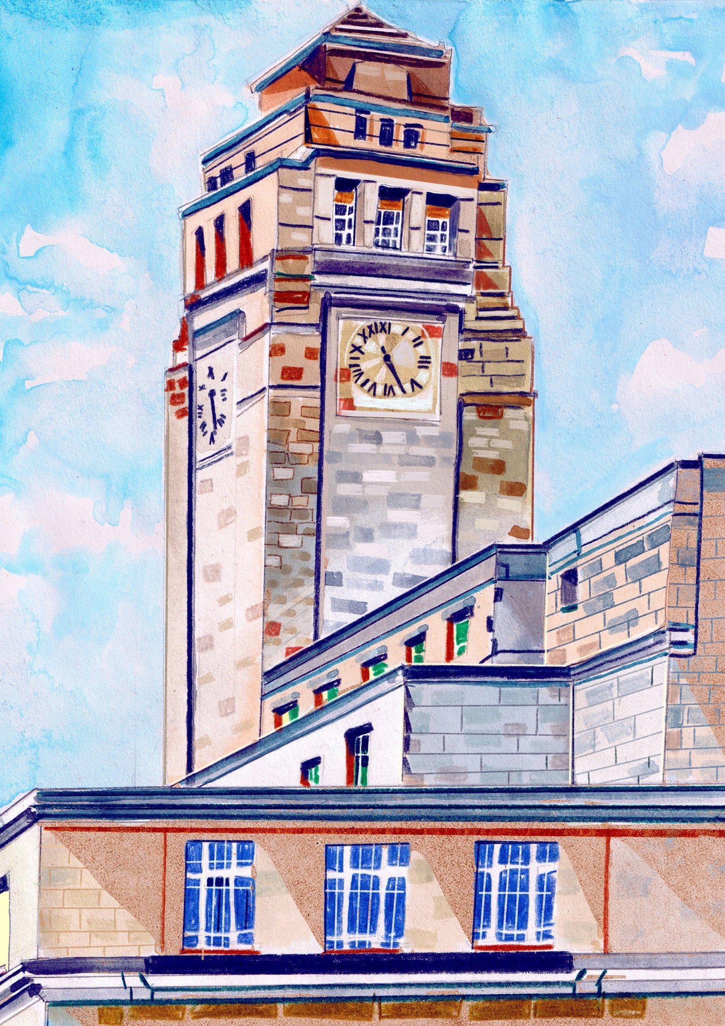 Parkinson Building Leeds Artwork Print, Leeds Graduation Gift, University of Leeds, Leeds Art Print, Leeds Poster, Student Gift Idea