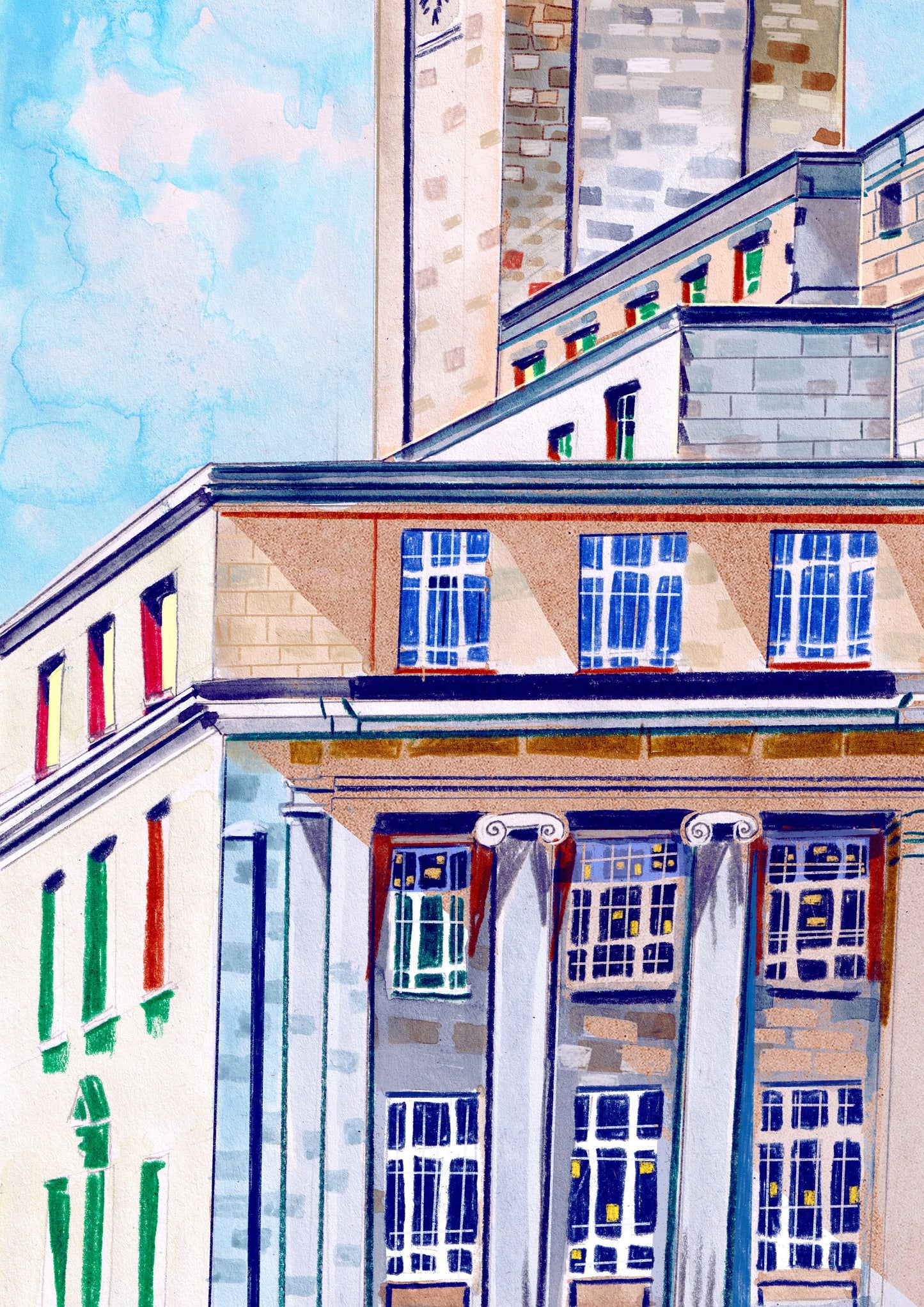 Parkinson Building Leeds Artwork Print, Leeds Graduation Gift, University of Leeds, Leeds Art Print, Leeds Poster, Student Gift Idea