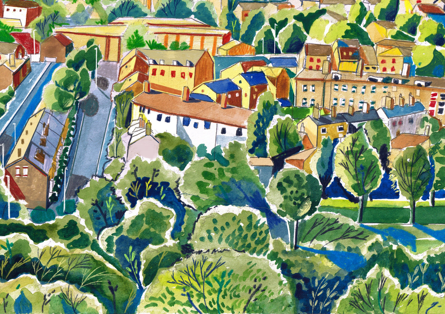 Woodhouse Ridge Leeds Artwork Print, Woodhouse Ridge, Meanwood Valley Trail, Yorkshire, Leeds Art Print, Leeds Travel Poster, Meanwood Painting