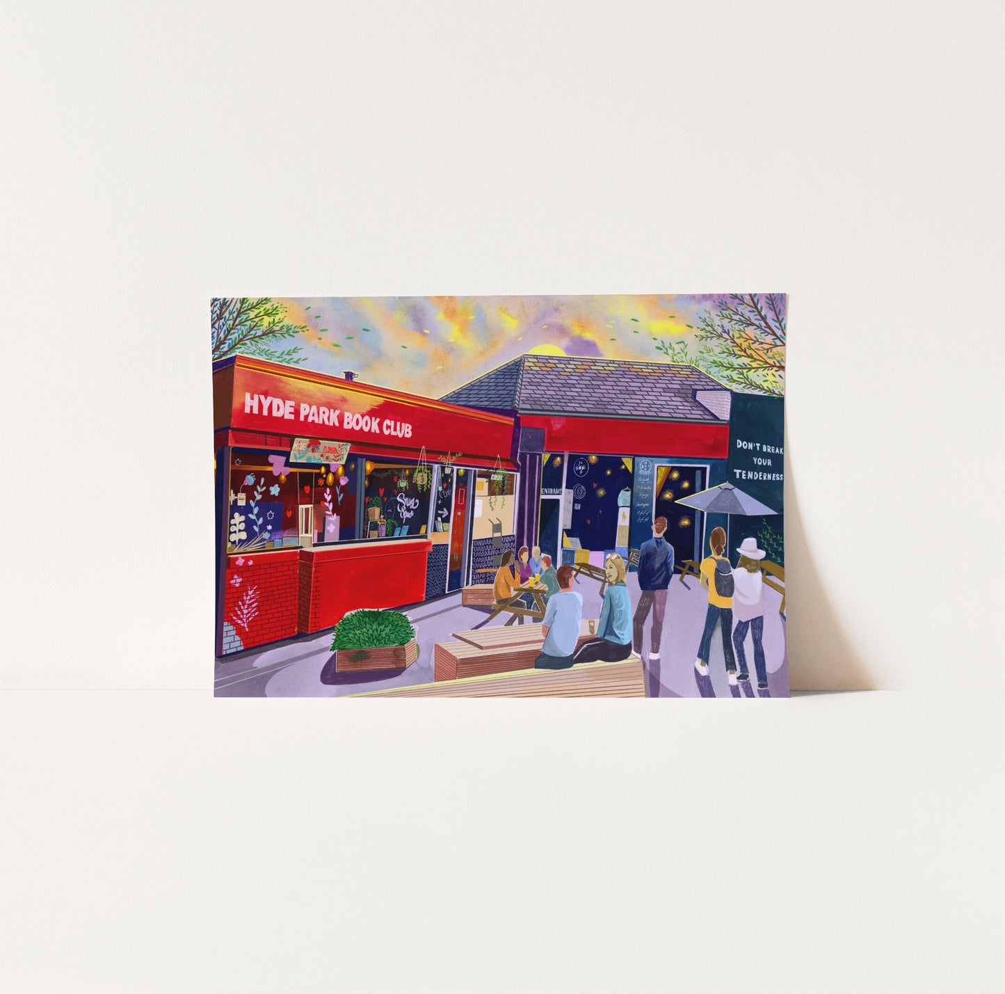 Hyde Park Book Club Leeds Art Print, Headingley, Hyde Park Leeds, Leeds Poster, Leeds Painting, Leeds Gift Idea