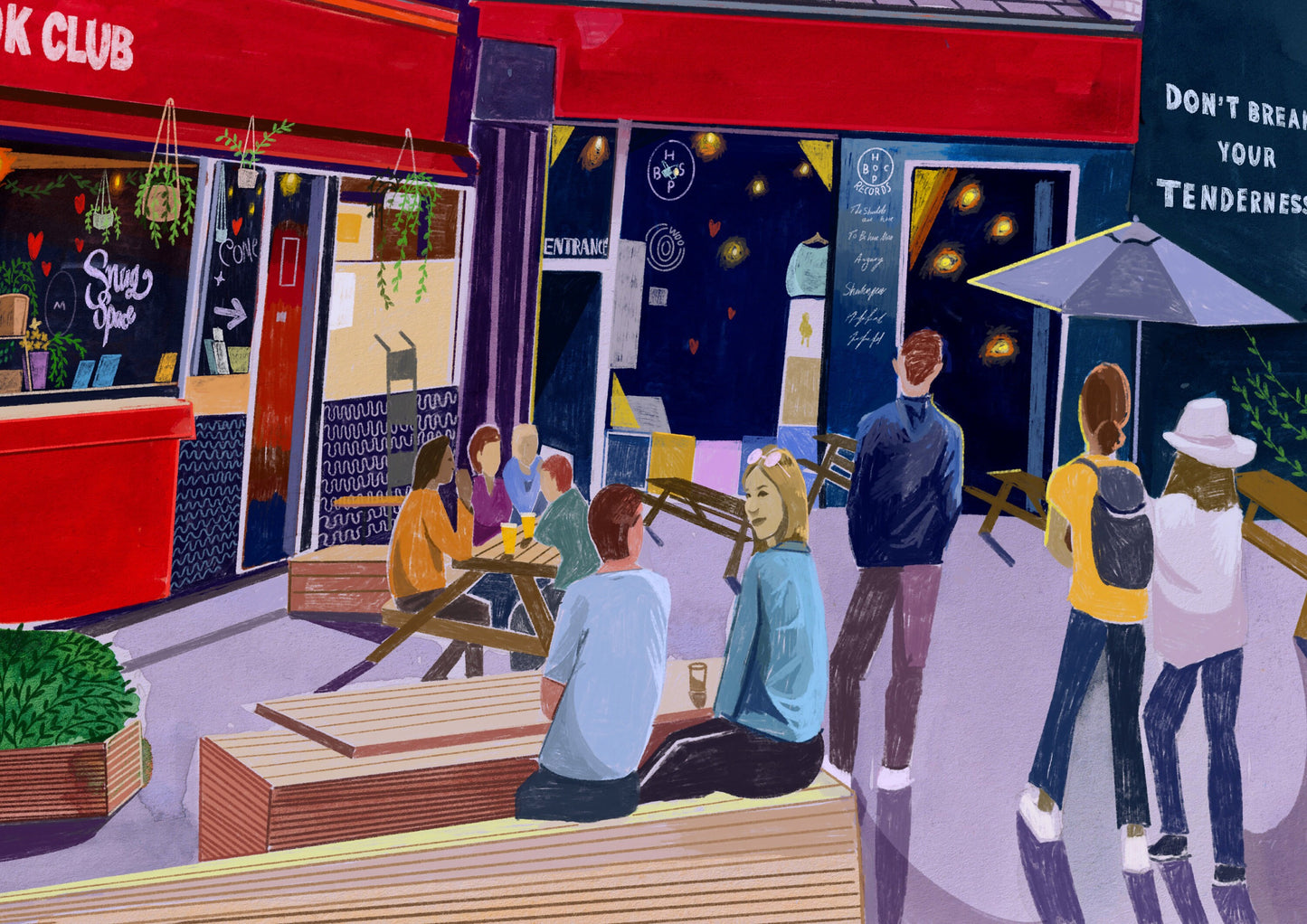 Hyde Park Book Club Leeds Art Print, Headingley, Hyde Park Leeds, Leeds Poster, Leeds Painting, Leeds Gift Idea