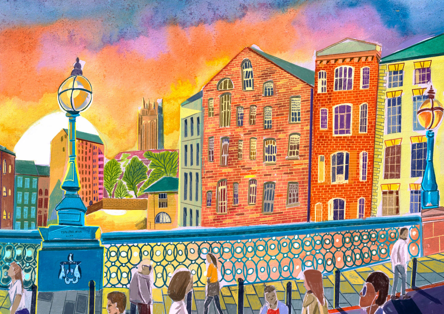 Leeds Bridge Artwork Print, As Featured in The Independent Leeds Life Little Black Book, Leeds Meets Leeds, River Aire, The Calls, Lower Briggate, Leeds Coat of Arms, Leeds Poster