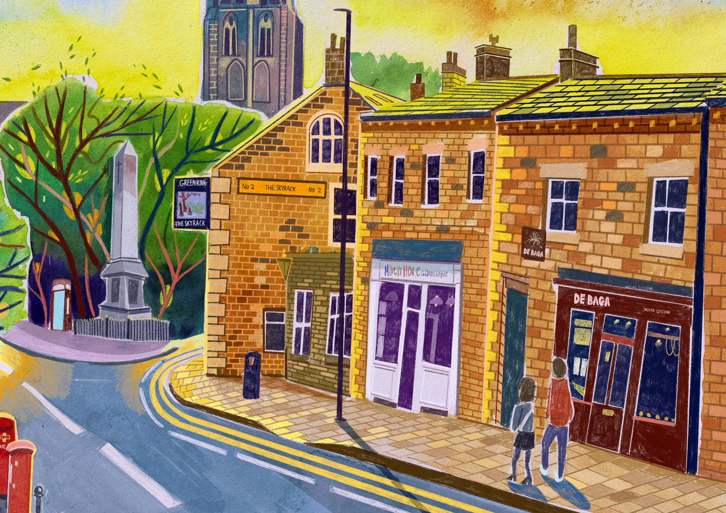 Headingley Otley Road Leeds Art Print, West Yorkshire, Skyrack Pub, St Michael’s Church, Leeds Painting, Leeds Gift Idea