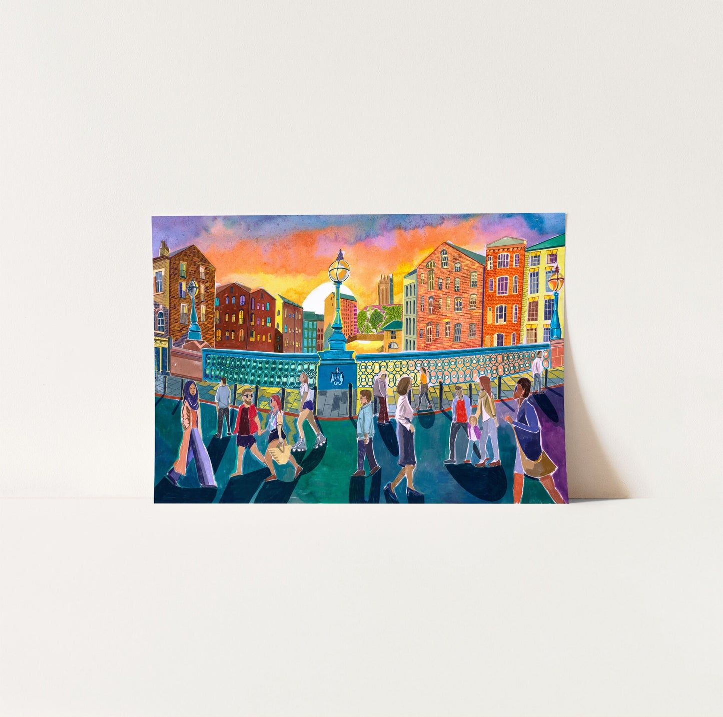 Leeds Bridge Artwork Print, As Featured in The Independent Leeds Life Little Black Book, Leeds Meets Leeds, River Aire, The Calls, Lower Briggate, Leeds Coat of Arms, Leeds Poster