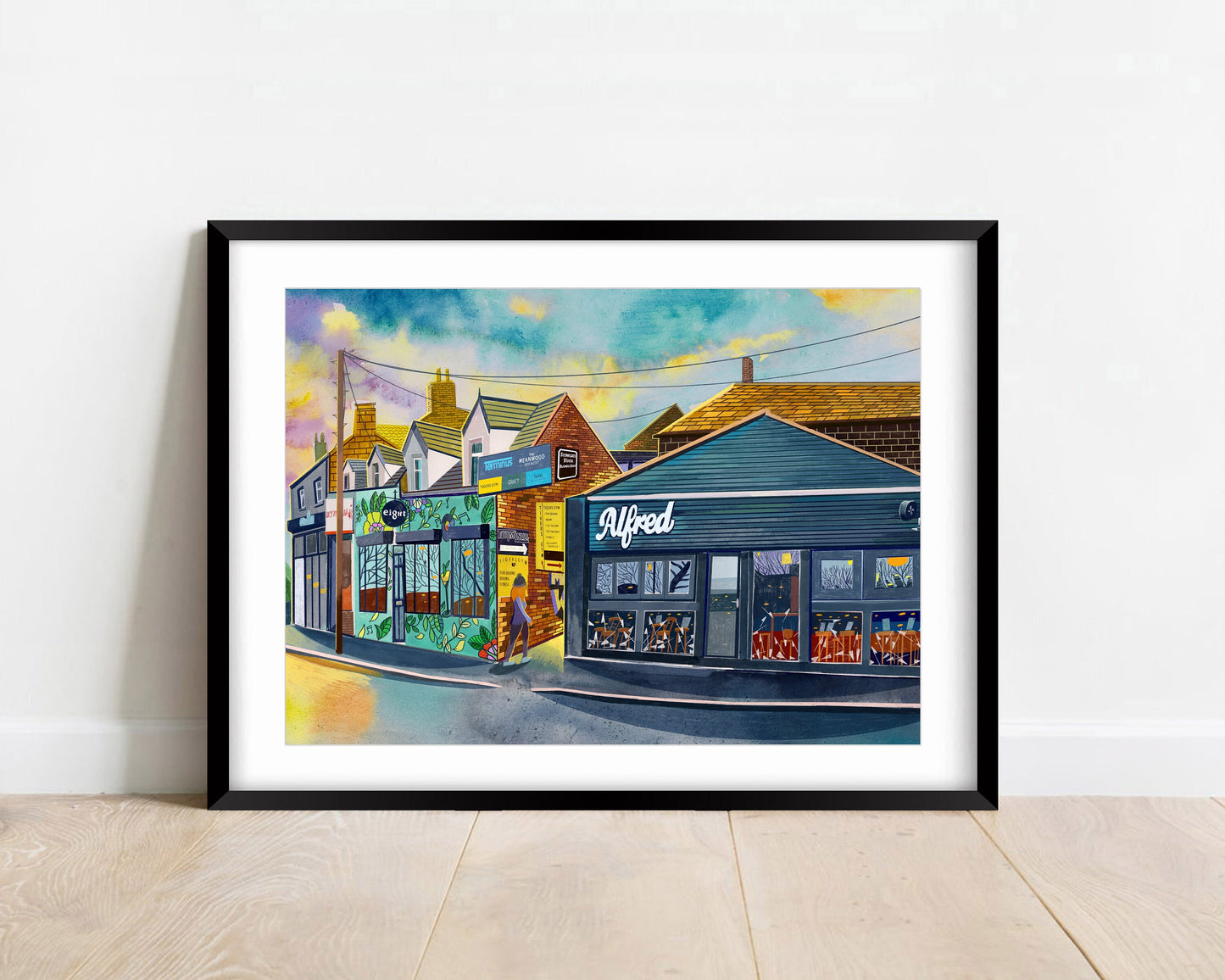 Meanwood Alfred Bar Artwork Print, Stonegate Road, Yorkshire, Leeds Art Print, Leeds Poster, Meanwood Painting, Leeds Gift