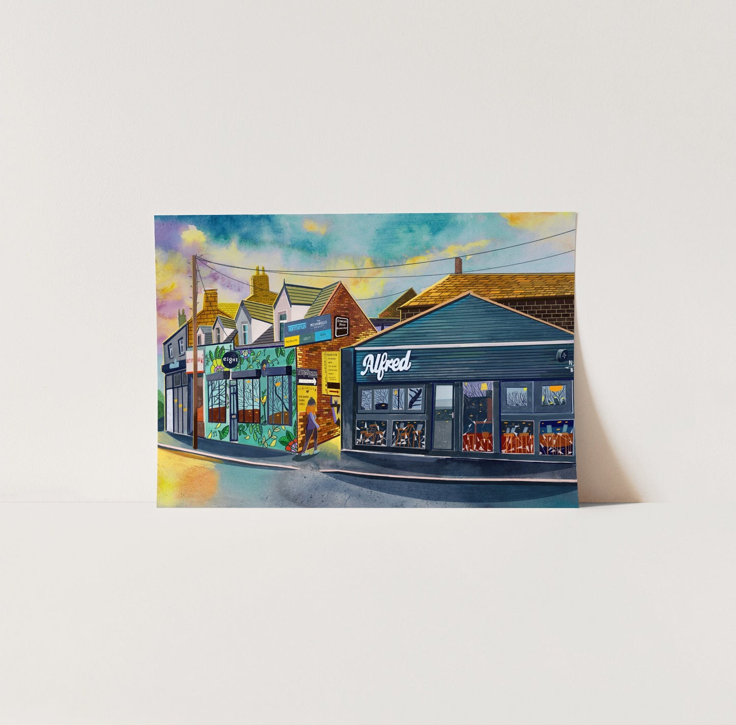 Meanwood Alfred Bar Artwork Print, Stonegate Road, Yorkshire, Leeds Art Print, Leeds Poster, Meanwood Painting, Leeds Gift