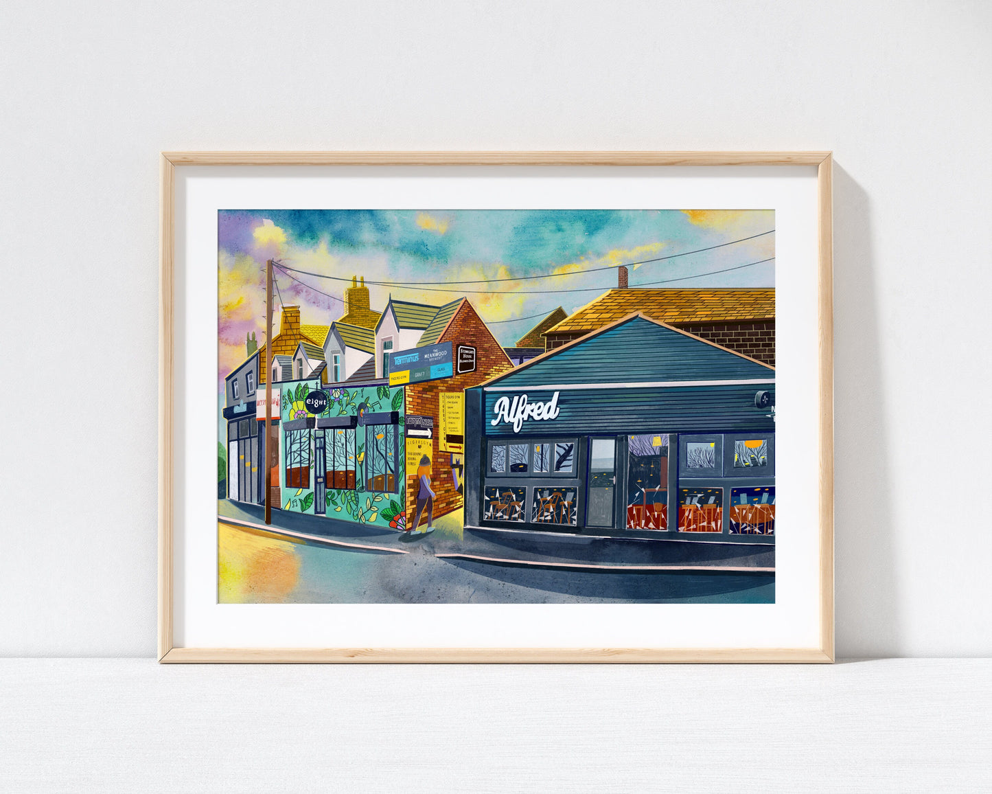 Meanwood Alfred Bar Artwork Print, Stonegate Road, Yorkshire, Leeds Art Print, Leeds Poster, Meanwood Painting, Leeds Gift