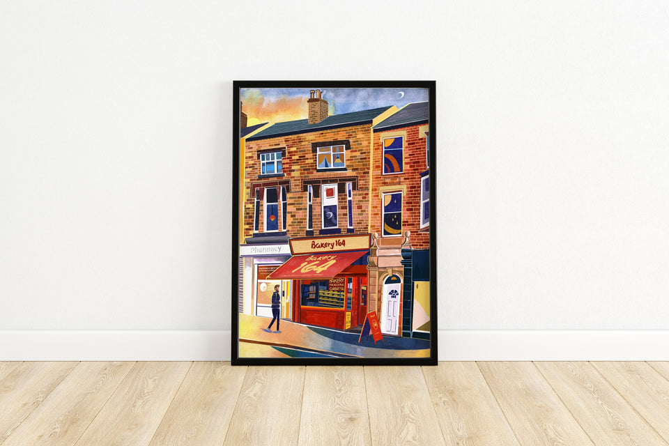 Leeds Bakery 164 Artwork Print, Woodhouse Lane, University of Leeds, Leeds Student Gift Idea