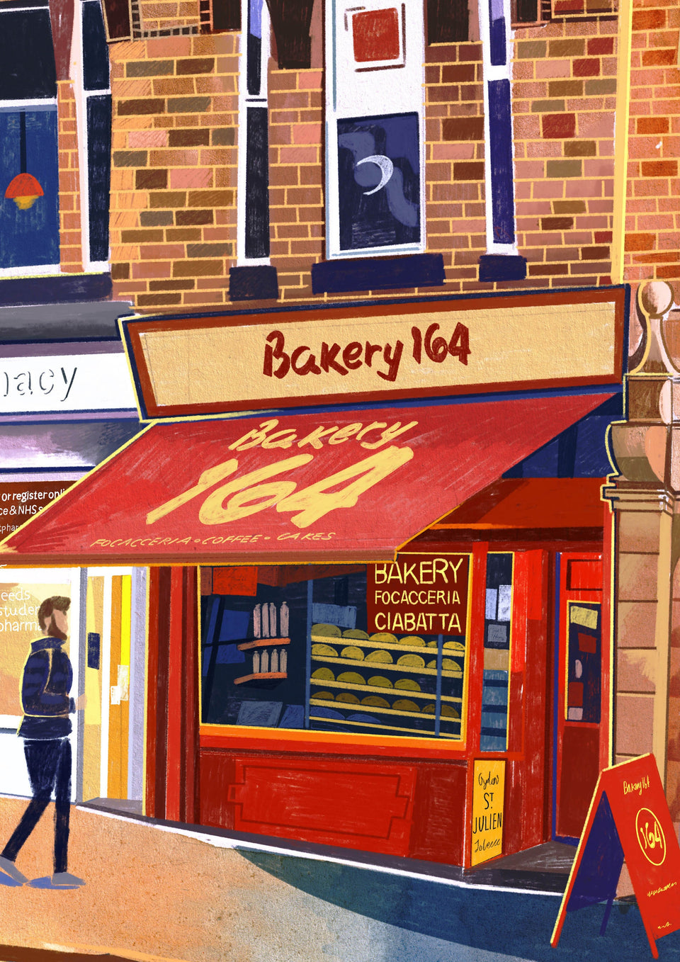 Leeds Bakery 164 Artwork Print, Woodhouse Lane, University of Leeds, Leeds Student Gift Idea