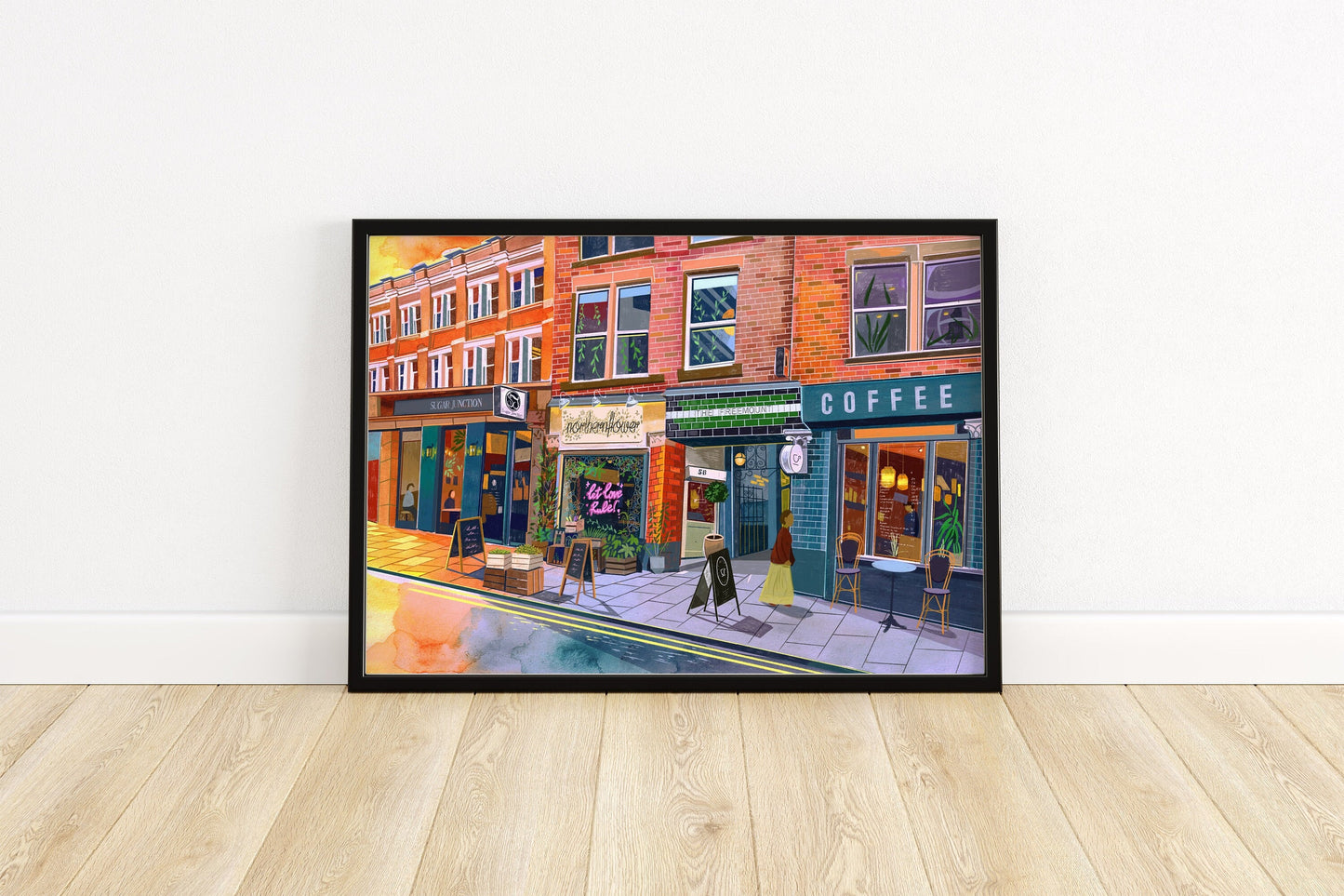 Manchester Northern Quarter Art Print, Tib St, Northern Flower, The Freemount, Sugar Junction, Just Between Friends Coffee