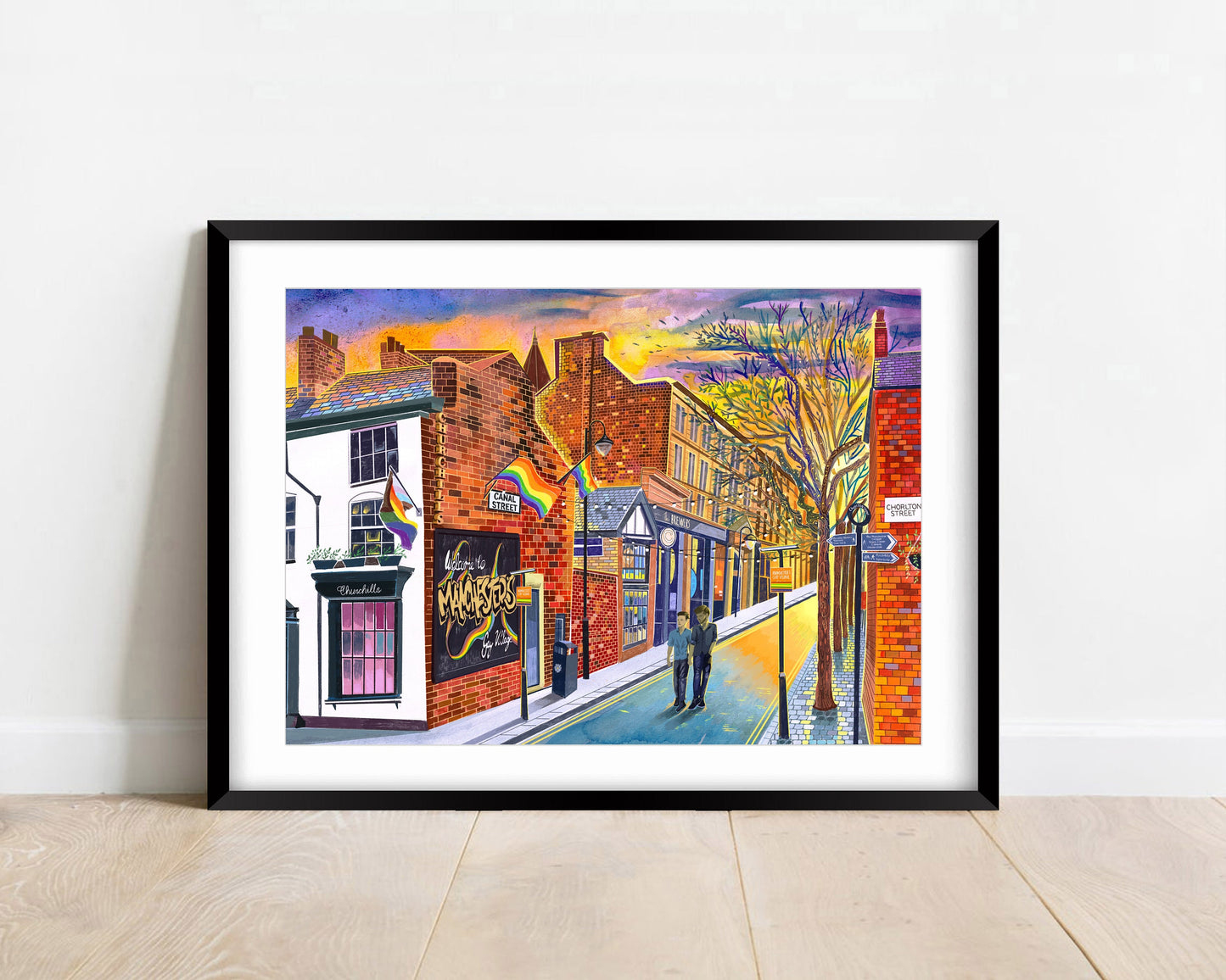 Manchester Canal Street Art Print, The Gay Village, Manchester Pride, LGBTQ+, Pride Artwork