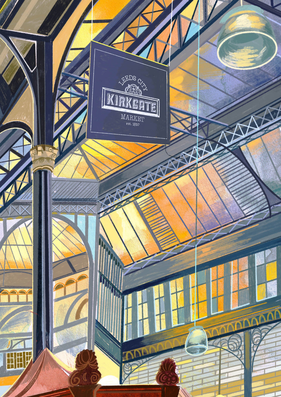 Leeds Kirkgate Market, Artwork Print, West Yorkshire Art, Leeds Gift Idea