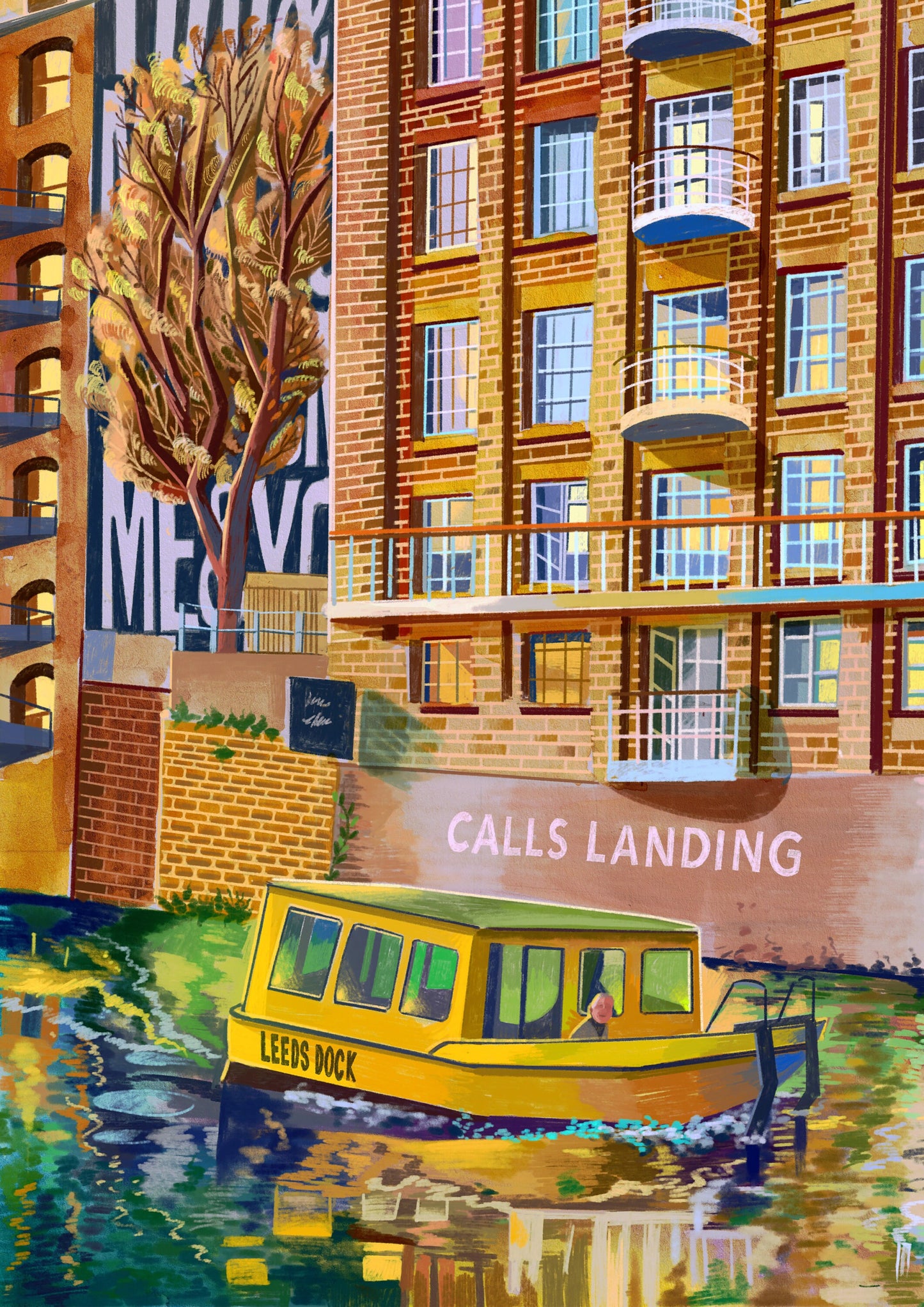 Calls Landing Water Taxi, Leeds Artwork print, Leeds Dock, West Yorkshire, Leeds Gift Idea