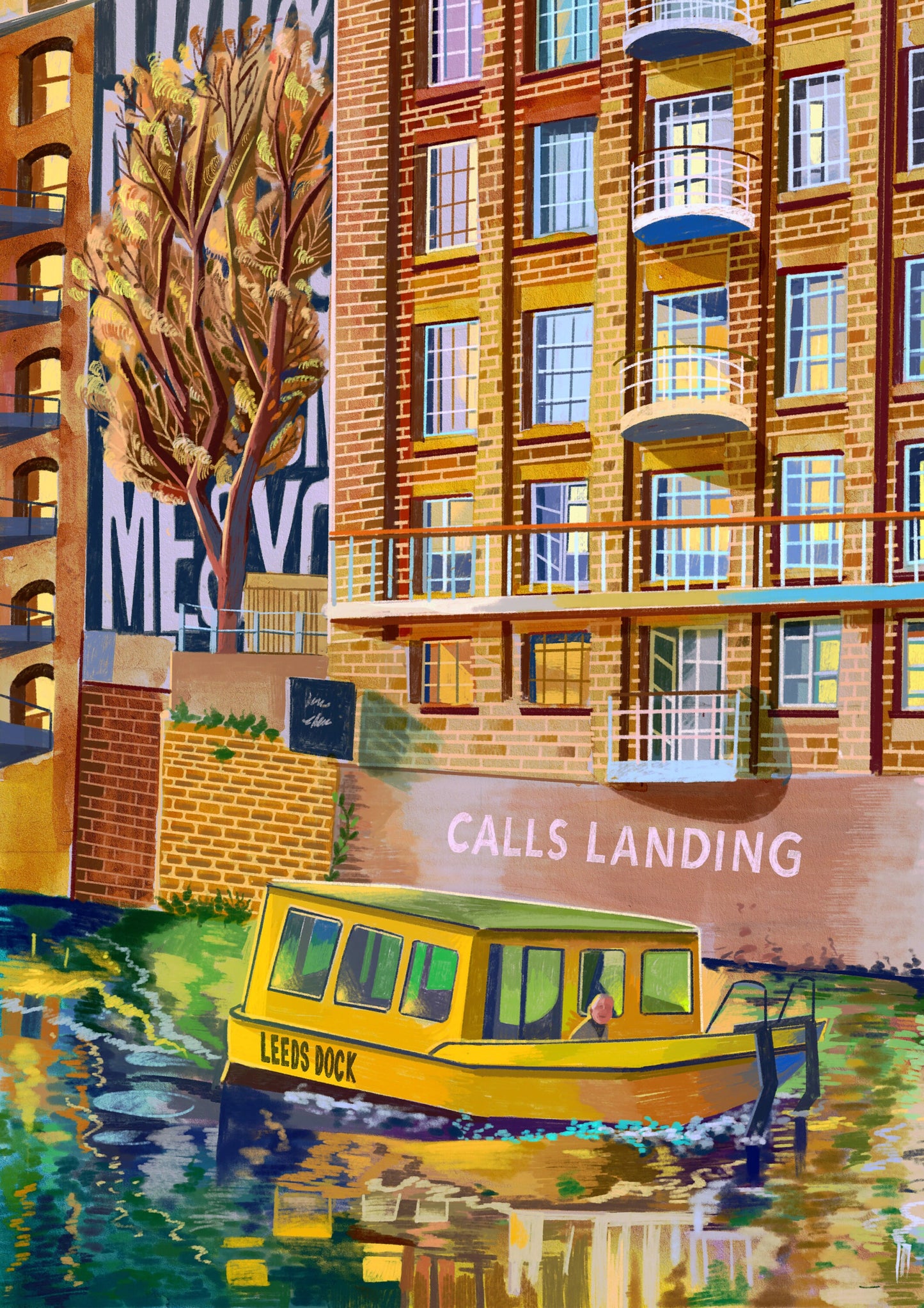 Calls Landing Water Taxi, Leeds, Artwork Print