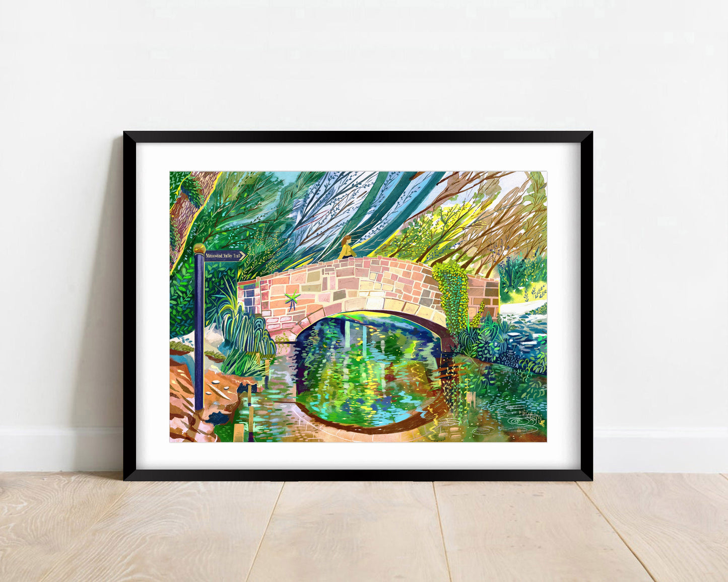 Meanwood Park Bridge Leeds Artwork Print, Meanwood Valley trail, Leeds Poster, Meanwood Painting