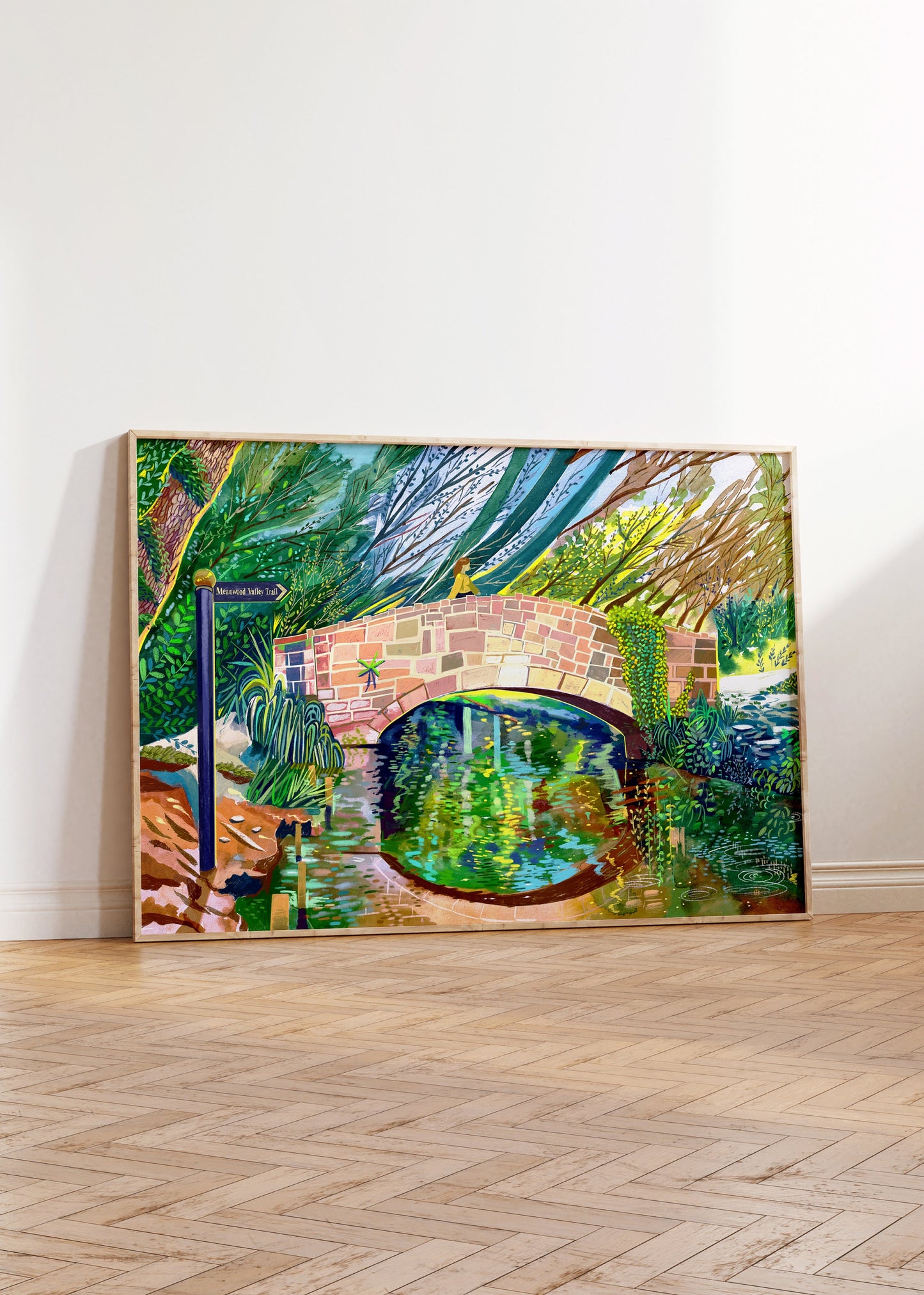 Meanwood Park Bridge Leeds Artwork Print, Meanwood Valley trail, Leeds Poster, Meanwood Painting