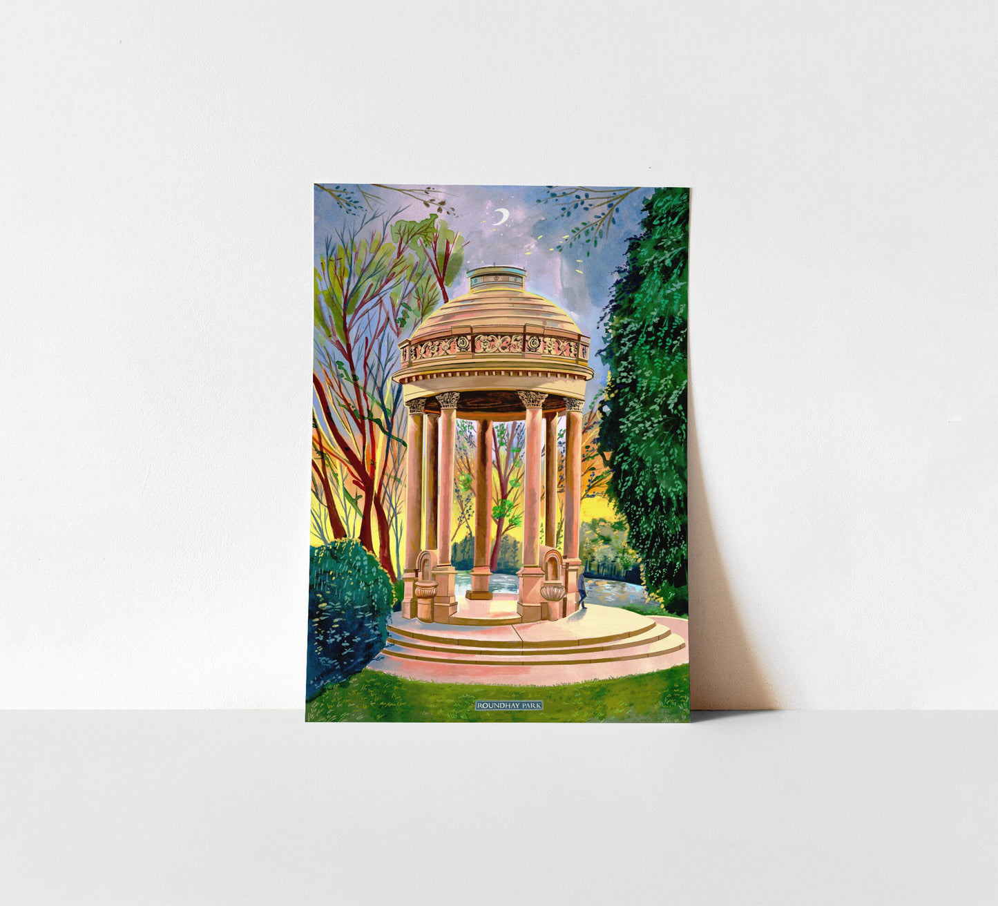 Roundhay Park Leeds Art Print, Barrans Fountain, Leeds Poster, Roundhay Painting