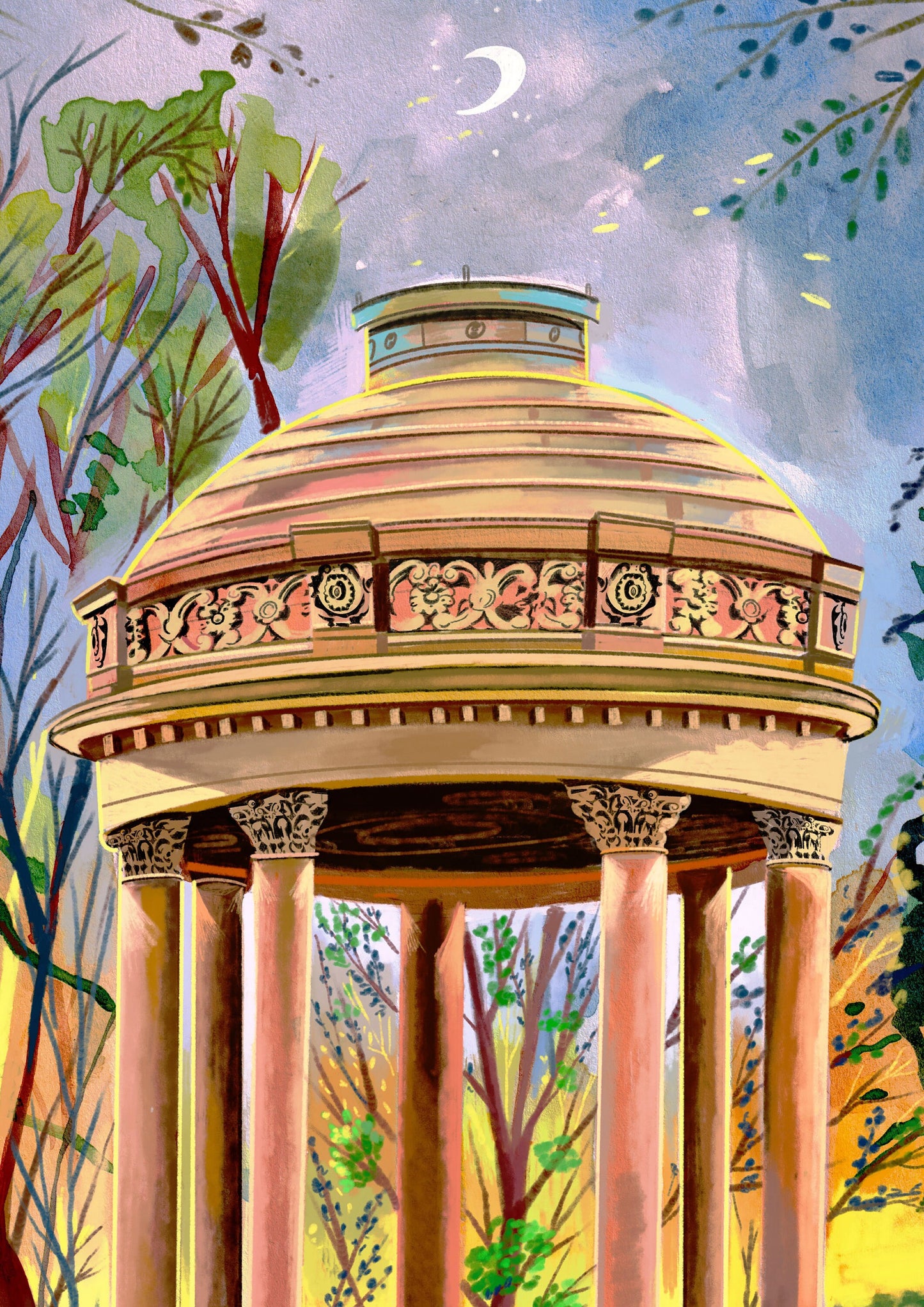 Roundhay Park Leeds Art Print, Barrans Fountain, Leeds Poster, Roundhay Painting