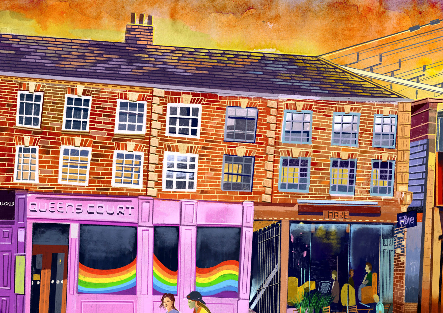 Freedom Bridge Leeds, Lower Briggate, Artwork Print