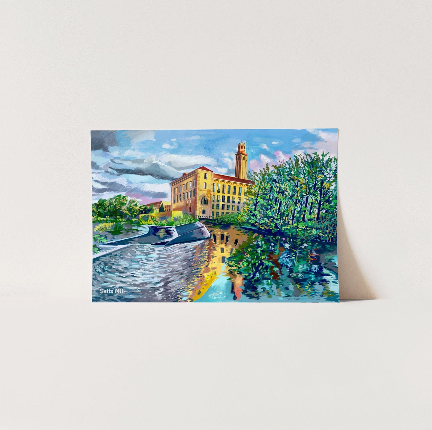 Salts Mill Artwork Print, Saltaire Illustration, Shipley, Bradford, Yorkshire Art Print