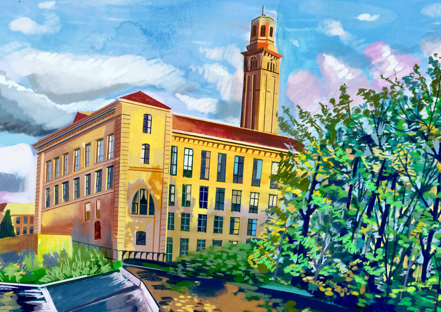 Salts Mill Artwork Print, Saltaire Illustration, Shipley, Bradford, Yorkshire Art Print