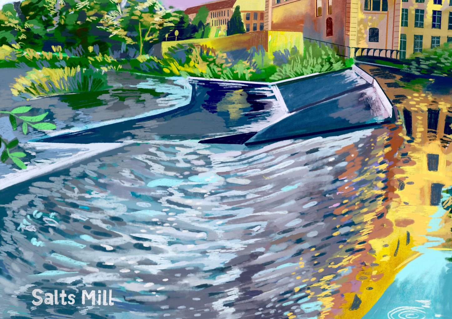 Salts Mill Artwork Print, Saltaire Illustration, Shipley, Bradford, Yorkshire Art Print