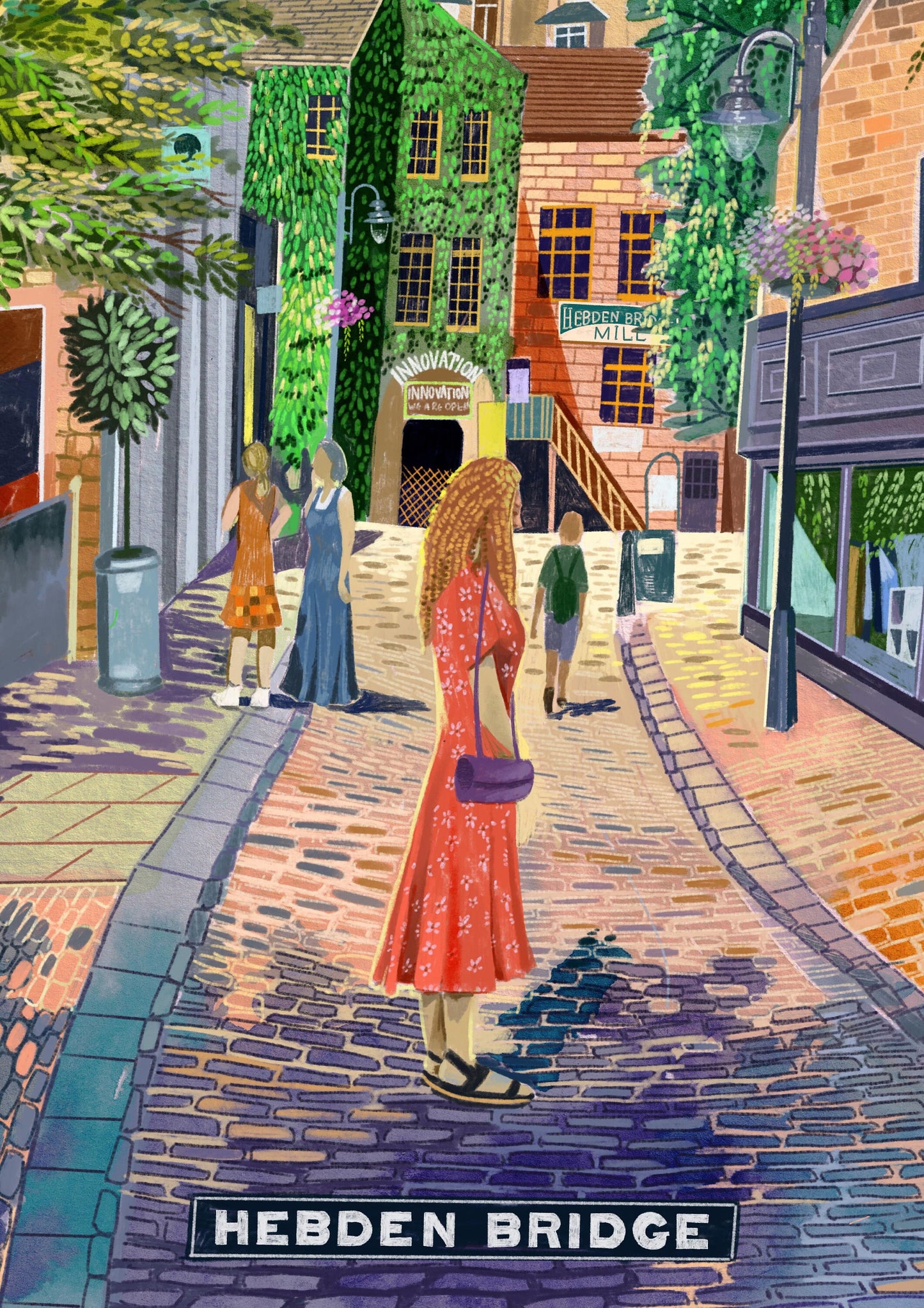 Hebden Bridge Artwork Print, Bridge Gate, Hebden Bridge Mill, Yorkshire Art Print